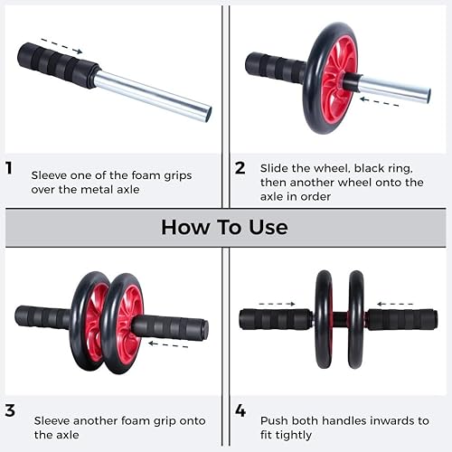 Miniatura 6 de Home Gym 4 en 1 Kit de rodillos de rueda abdominal con flexiones, rodilleras y deslizadores de núcleo para hombres y mujeres