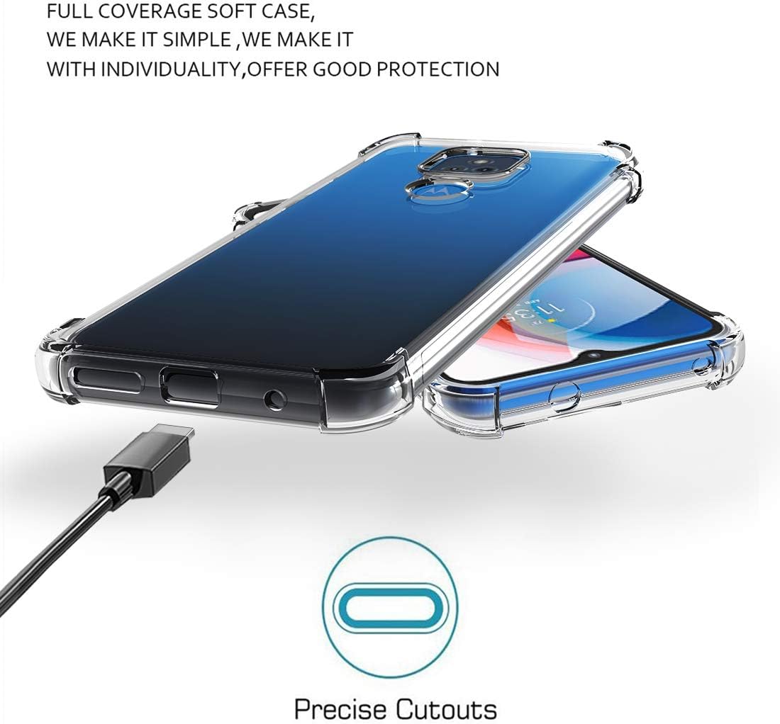Osophter for Moto G Play 2021 Case with 2pcs Screen Protector Clear Transparent Reinforced Corners TPU Shock-Absorption Flexible Cell Phone Cover for Motorola G Play 2021(Clear)