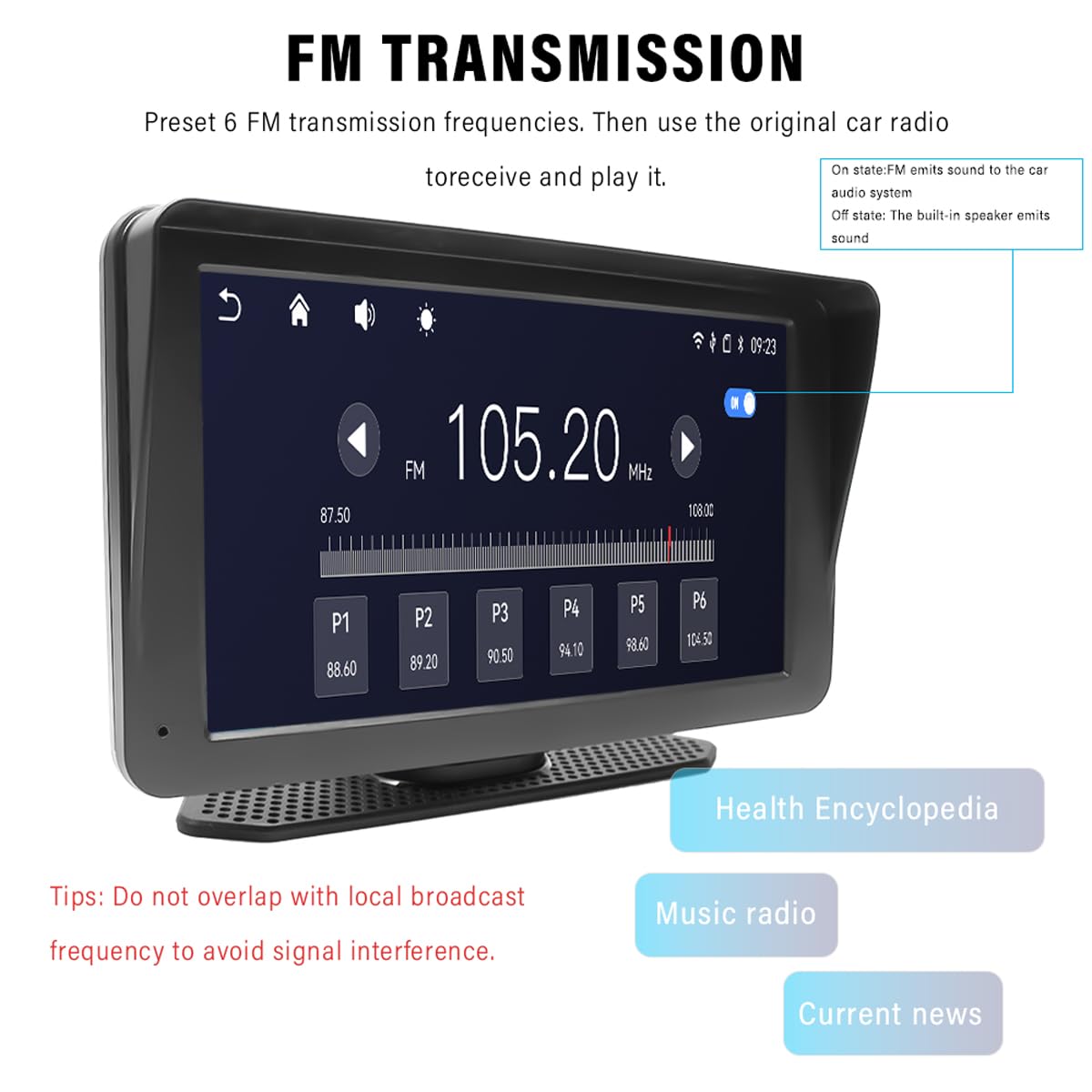 Ricevitore autoradio wireless per autoradio con touchscreen IPS portatile da 7 pollici e Android Auto con collegamento specchio Youtube Bluetooth AUX FM trasmettitore scheda TF