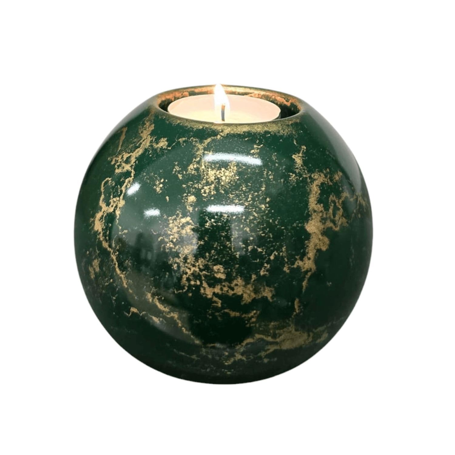 Mini Urn with Candle Holder | Elegant Glass Urn for Loved Ones | Terroso Urn Dog and Cat | 200ml Keepsake - Green/Gold