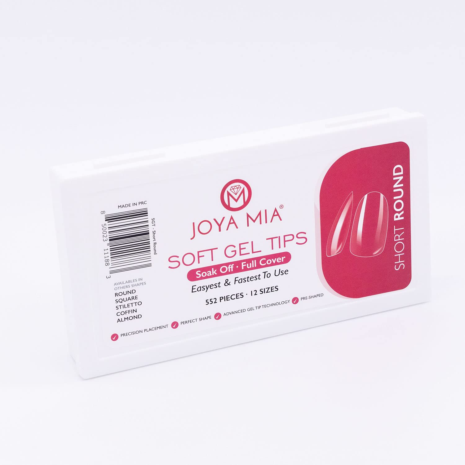 Soft Gel Nail Tips Full Cover Nail Tips Kit for Soak Off Nail Extensions, 550 Pcs Clear Soft Pre-buff PMMA False Press on Nail Tips, 11 Sizes - 10 Shapes to choose from (Short Round)