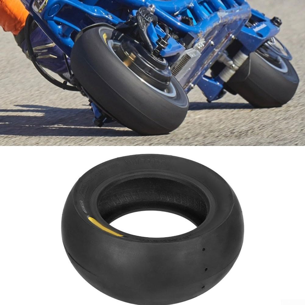 110/55-6.5 Pneu Semi-Slick Tubeless Racing pour Trottinette Electrique Caoutchouc Épais Résistant à l'usure Design Vide Noir