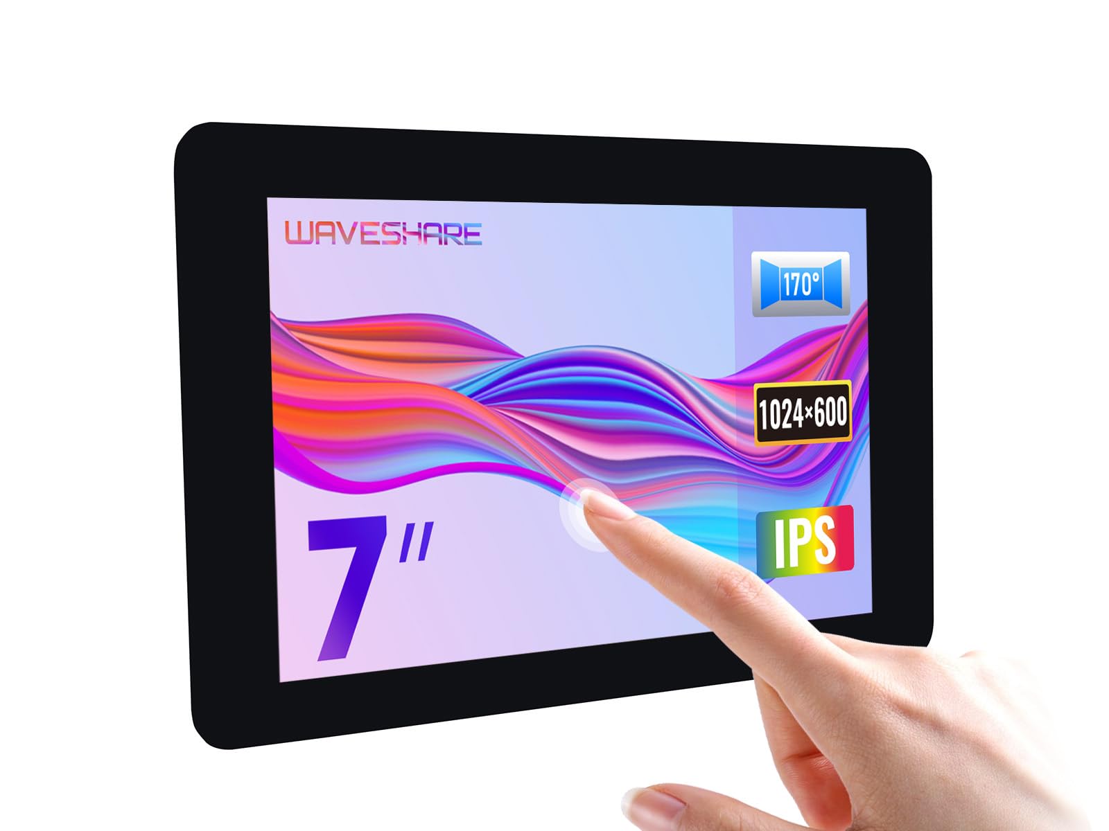 Waveshare 7inch Capacitive Touch IPS Display Compatible with Raspberry Pi 5 Pi 4B Pi 3B+/3A+/CM3+/CM3, 1024 x 600 Screen, DSI Interface, Supports Up to 5-Point Touch LCD
