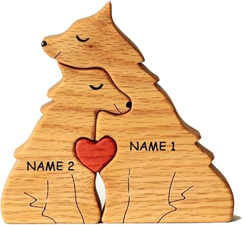 Miniatura 8 de Rompecabezas personalizado con nombre de familia  Rompecabezas de madera de lobo  Rompecabezas de madera personalizable de roble pieza decorativa