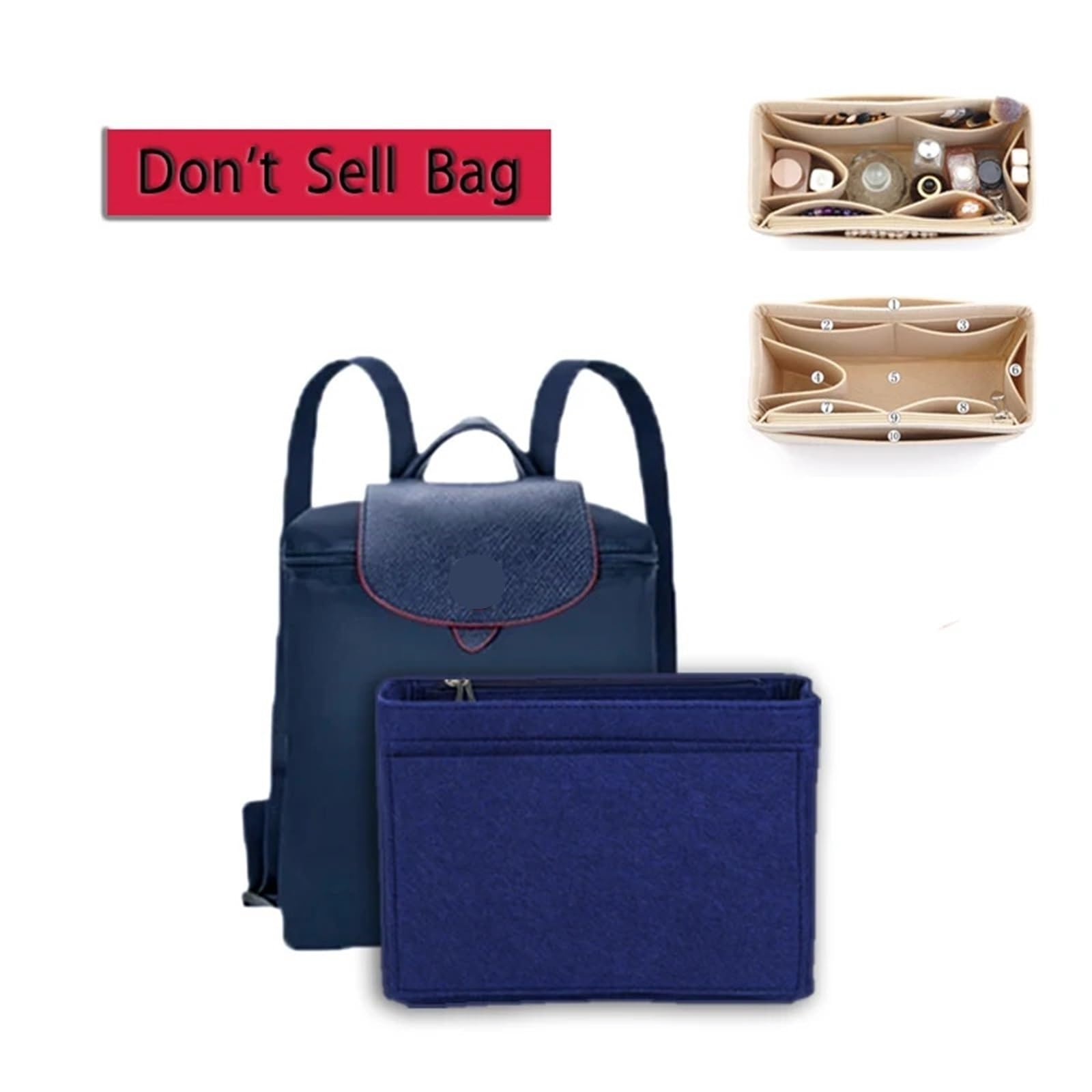 Organizador De Bolso 3 uds Bolsa de inserción de Fieltro Bolsa Interior Bolso de Mano Bolsa de inserción Bolso Forro Mochila Bolsa de Almacenamiento Organizador De Fieltro(Deep Gray)