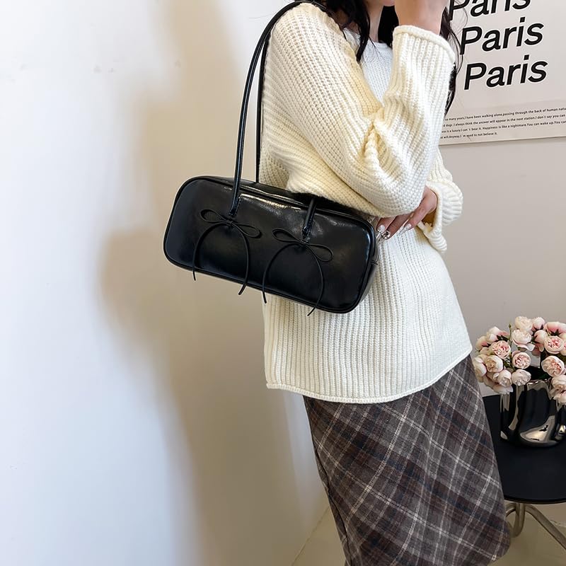 Leather Shoulder Bag for Women with Tie Shoulder Tote Handbag Trendy Purse Bag Trendy Underarm Bag for Daily Use4