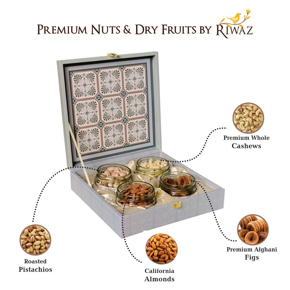 Riwaz Designer Rajwada Assorted Dry Fruits Hamper | Healthy & Natural Almonds, Cashews, Raisins, Khumani | Perfect for Wedding, Corporate & Festival Gifting (450g) 2