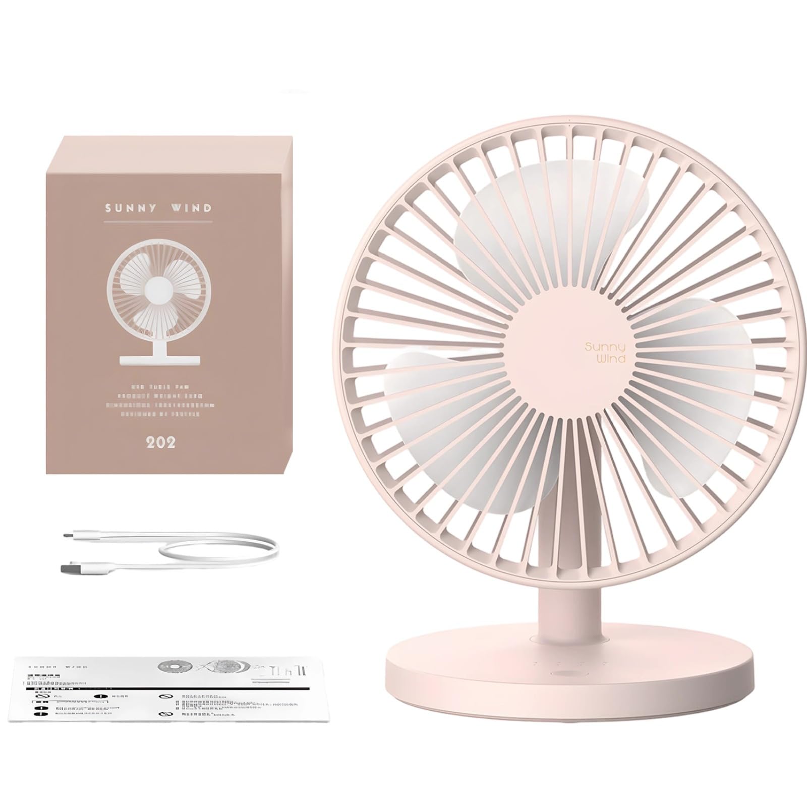 Mini ventilateur de bureau rechargeable, chargement USB, 3 vitesses, silencieux, 18 x 14 x 22 cm