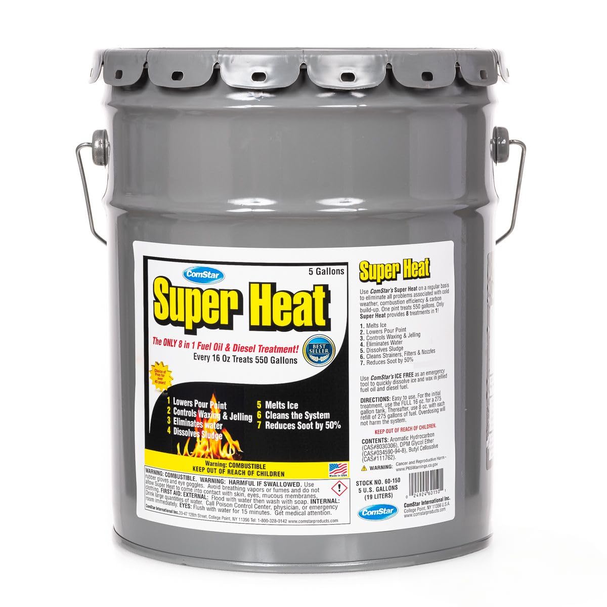 ComStar Super Heat, 8-in-1 Fuel Oil Treatment, Controls Waxing & Jelling, Melts Ice, Lowers Pour Point, Dissolves Sludge, Reduces Soot, Rust, Water,