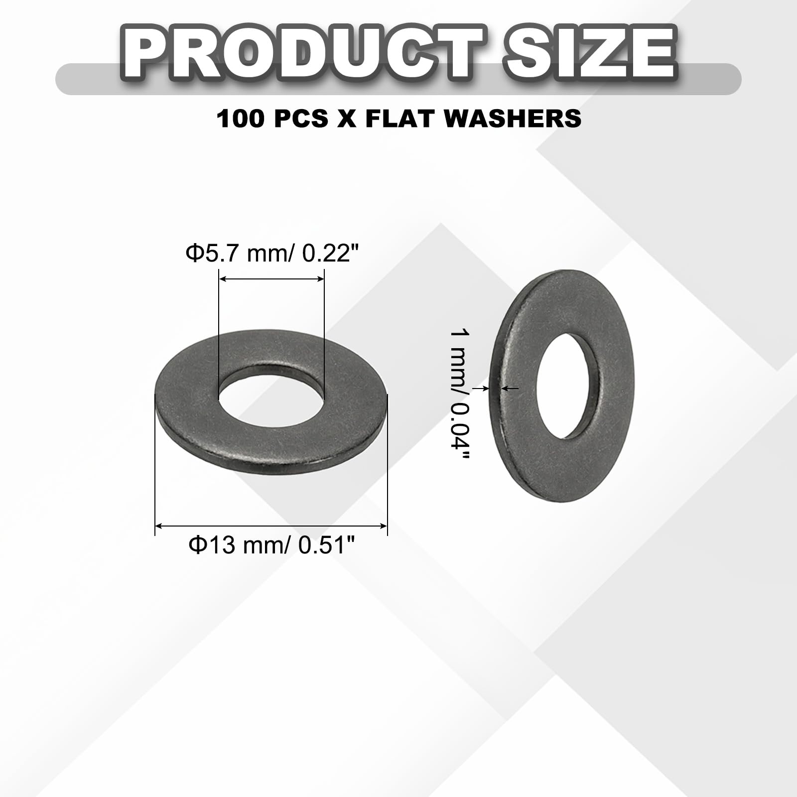 PATIKIL 10# Flat Washers 1/4"ID x 1/2"OD - Image 2