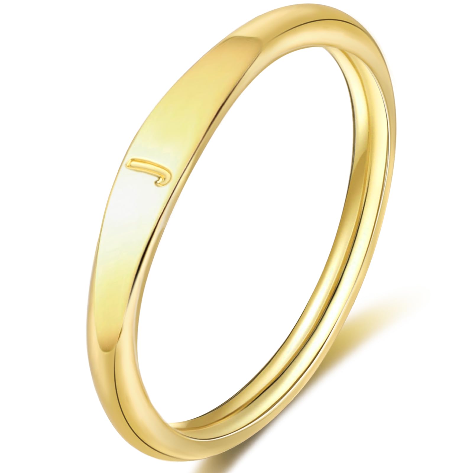 ZNBOHGold Initial Rings for Women Non Tarnish 14K Gold Plated Stackable Letter Ring Dainty Pinky Wedding Bands Thumb Rings Thin Knuckle Stacking Cute Capital Letter Alphabet Jewelry Gifts Size 6-10