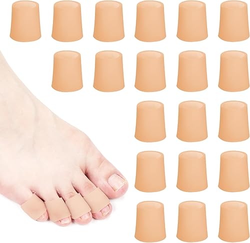 20 fundas para dedos de los pies, protectores de gel para los dedos de los pies, almohadillas de tubo transpirables, separadores de dedos meñiques