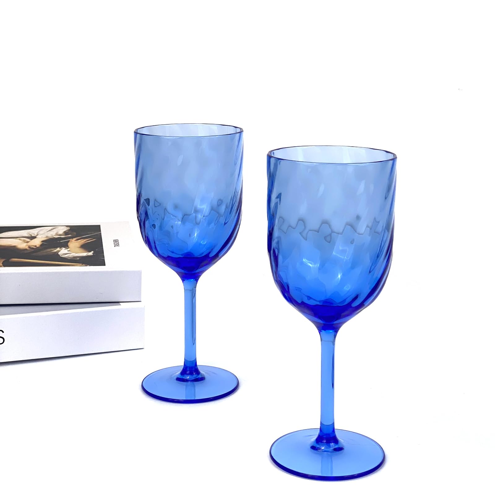 Yalin Set of 6 Unbreakable 15 oz Acrylic Plastic Wine and Water Tumbler Stackable Goblets. (Blue, 15 oz) - Image 3