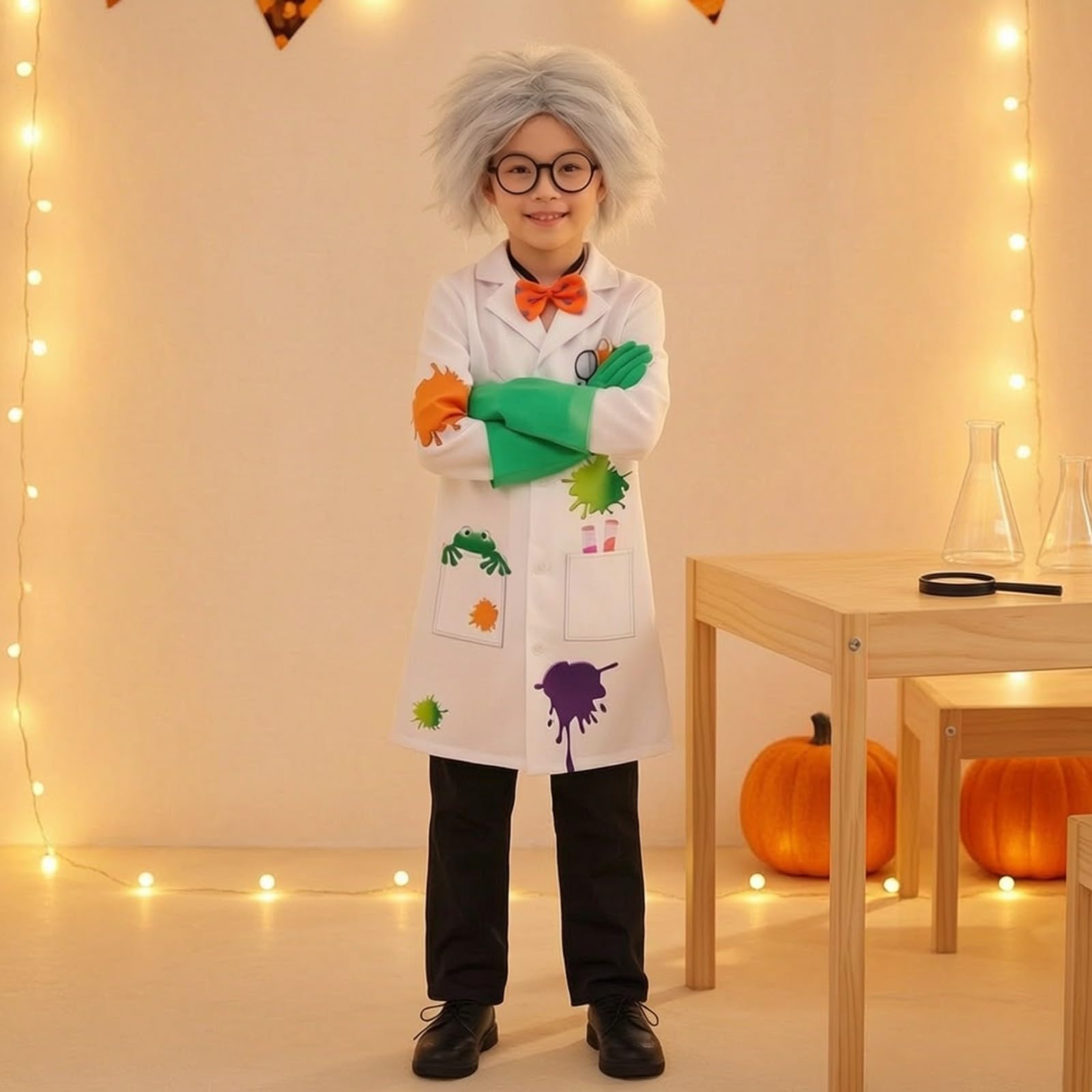 Set di Costumi da Scienziato Resistente Colorato, Travestimento, per Feste in Maschera, Recite Scolastiche, Bambini,