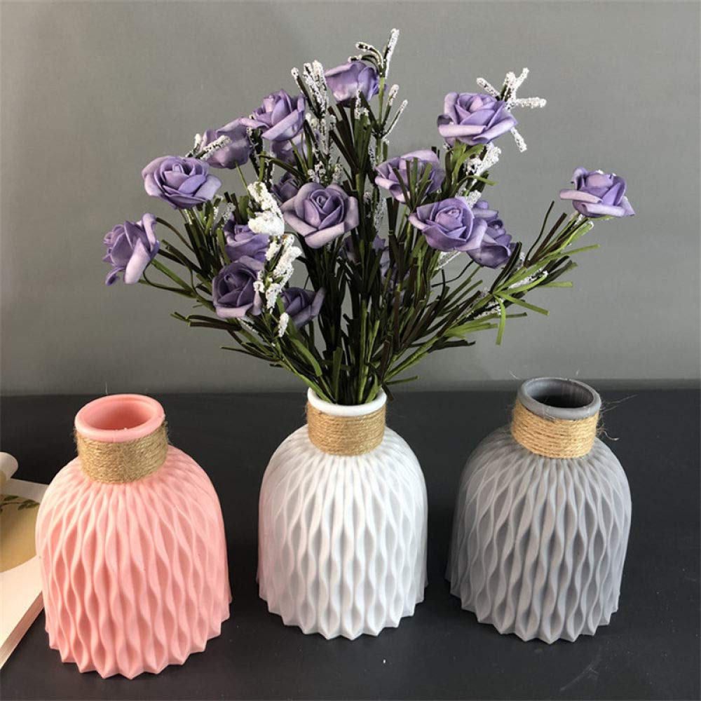 Plastikowy wazon nietłukący anty-ceramiczny minimalistyczny kompozycja kwiatowa Ornament nieprzerwany ślubny wystrój domu, szary d