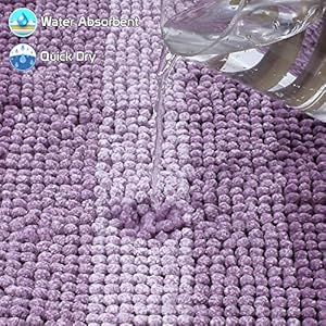 HOKIPO Large Soft Microfiber Bath Mats for Home, Purple, 50x80cm (AR-3480-PR)
