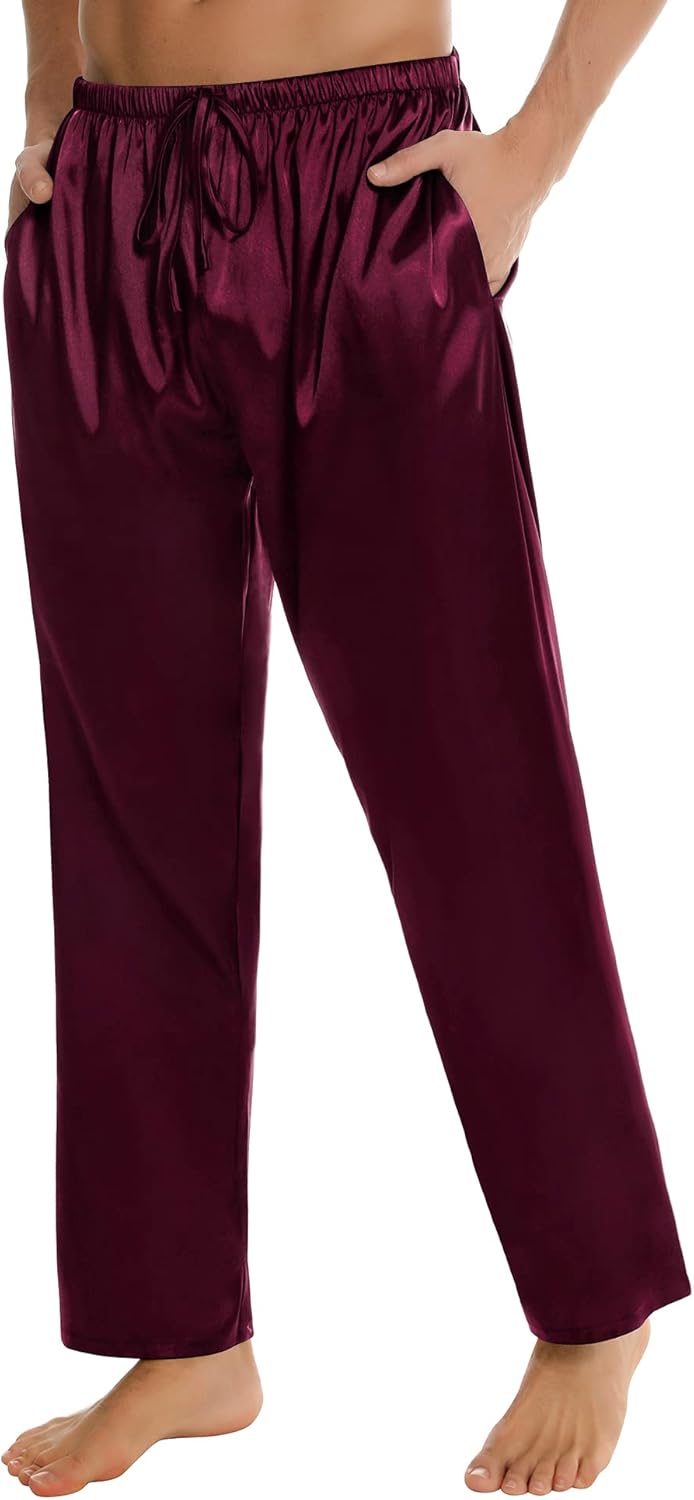 SWOMOG Men's Satin Silk Pajama Pant Long Pj Bottoms Soft Lounge Sleep Pants with Pockets - Image 5