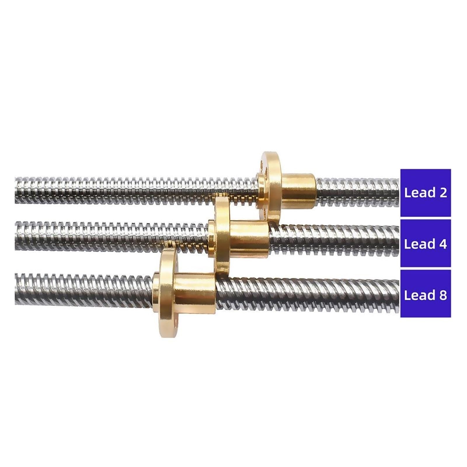 Metal Ball Screw nut T8 Lead Screw Lead 8mm Dia 8mm Pitch 2mm Length 200mm-500mm Trapezoidal Spindle Screw with Brass Copper Nuts(200mm)