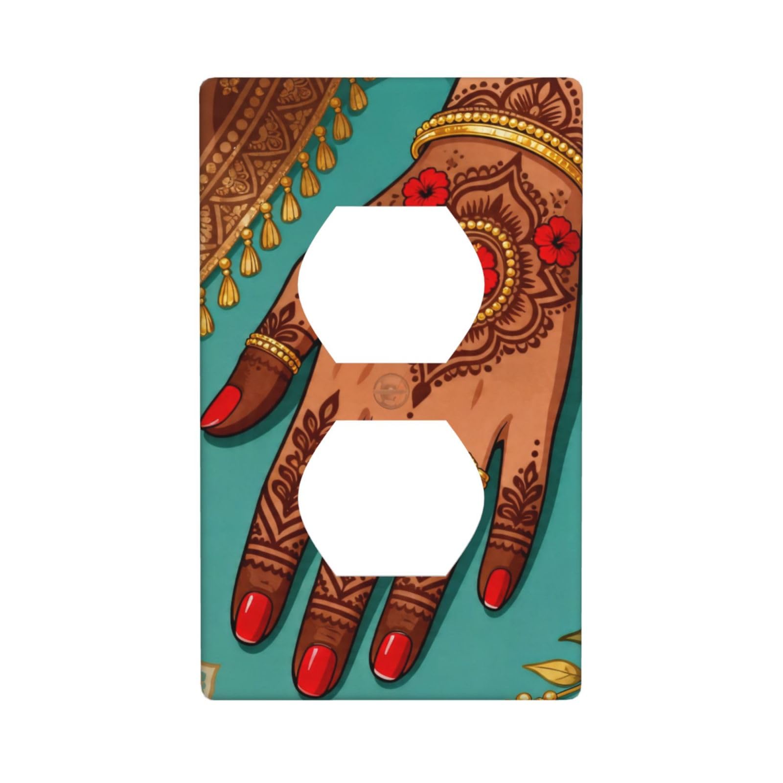 Beautiful Henna Print Decorative Switch Plate Cover-Unbreakable Polycarbonate Wall Plate for Home Office, 1 Gang with Screws
