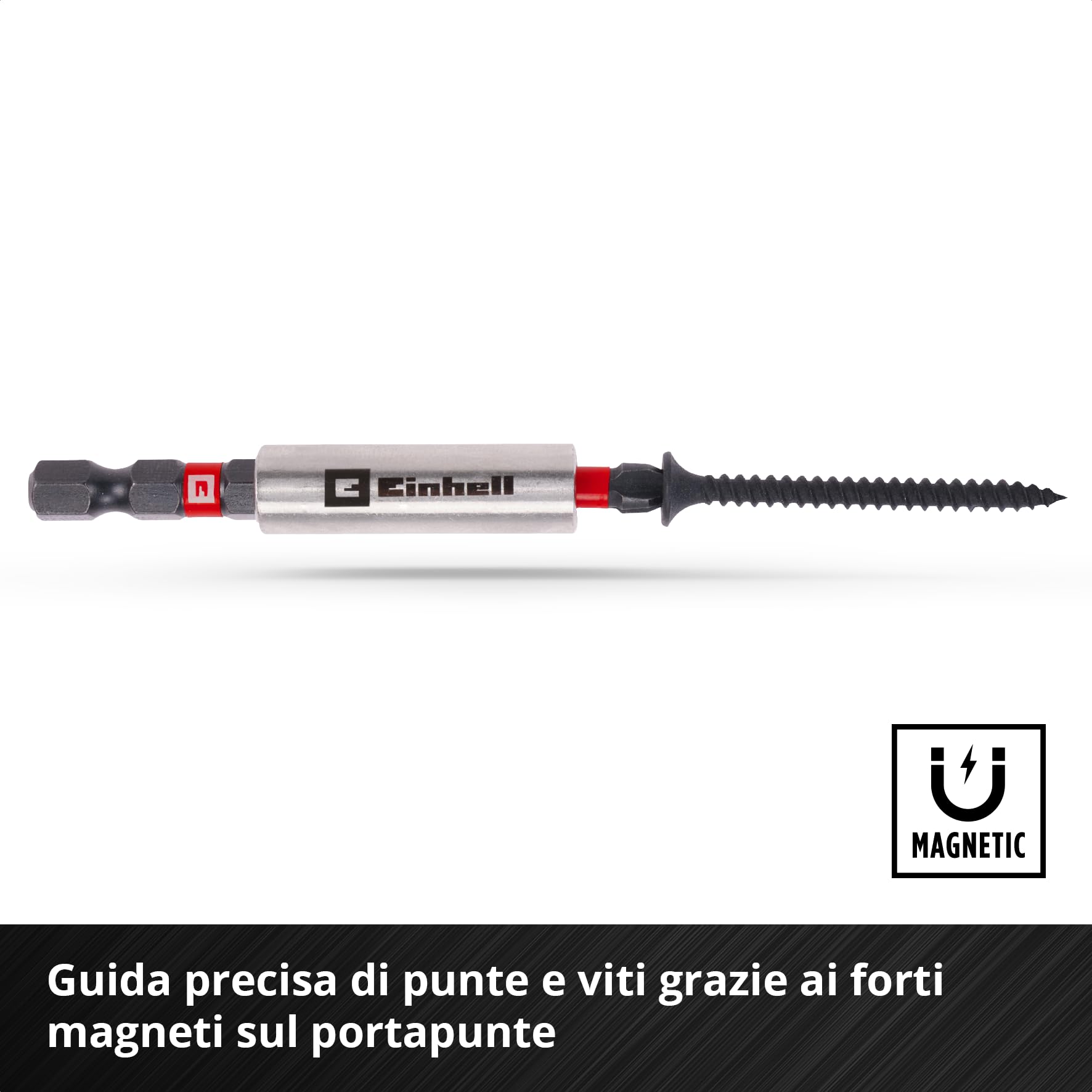 Set di punte a percussione originale Einhell M-CASE da 38 pezzi (punte da 25 mm, punte da 50 mm, punte da 90 mm, bussole esagonali, portapunte da 60 mm incl. scatola di custodia)