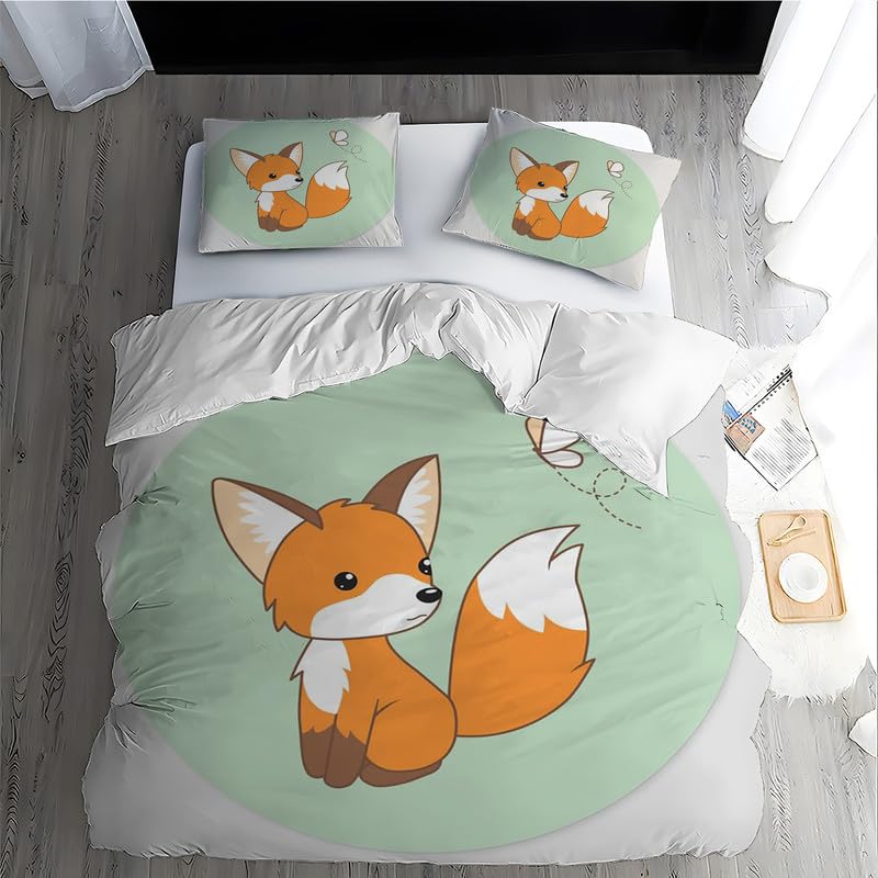 Housse De Couette 140x200 Cm Enfant Renard Noir Parure De Lit 1 Personne Avec Fermeture Éclair Doux Confortable Respirant Microfibre Housse De Couette Et 2 Taie D'oreiller 65x65 Cm