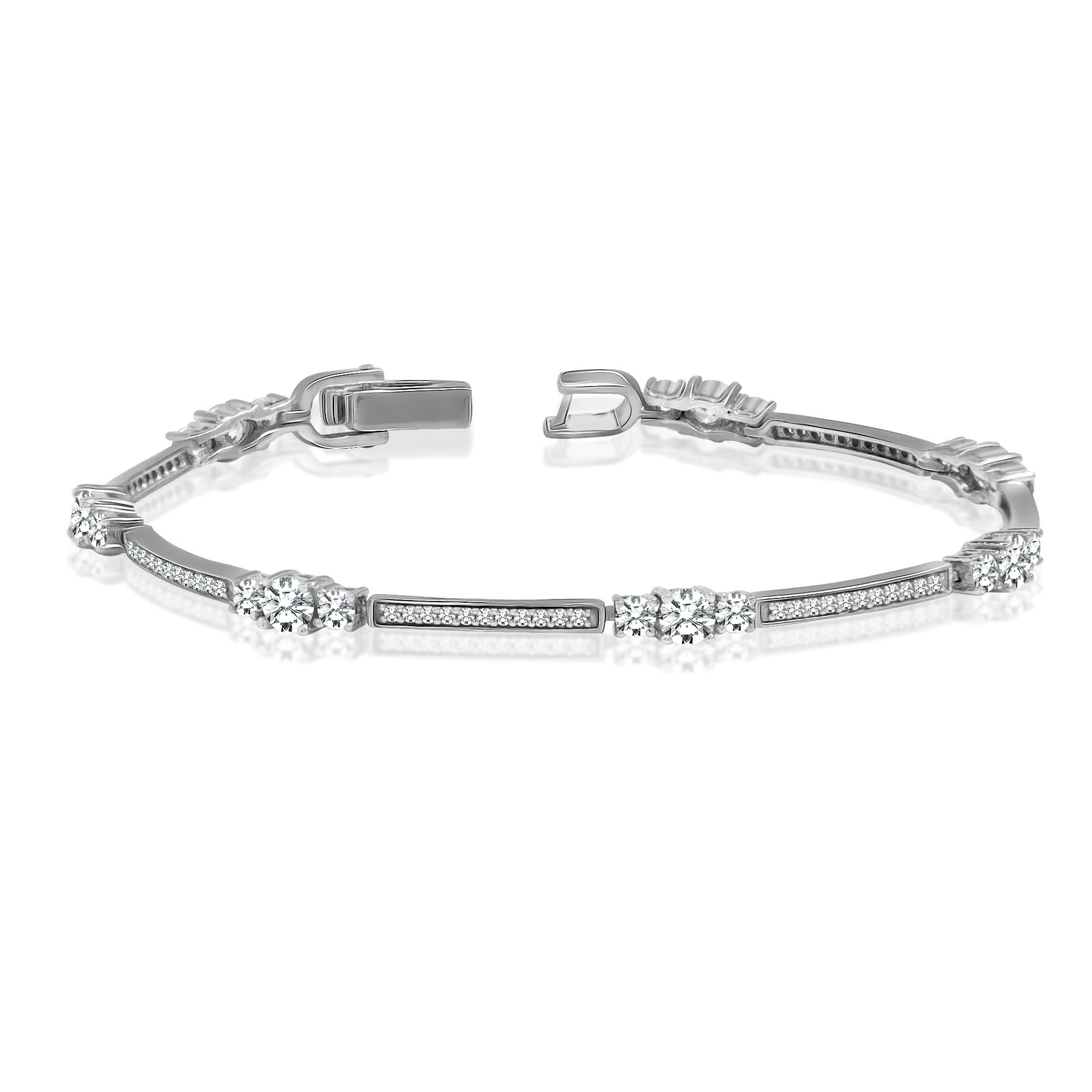 LeCalla argento massiccio 925 italiano 5 MM diamante tagliato Bracciale a catena Figaro per gli uomini 8 pollici
