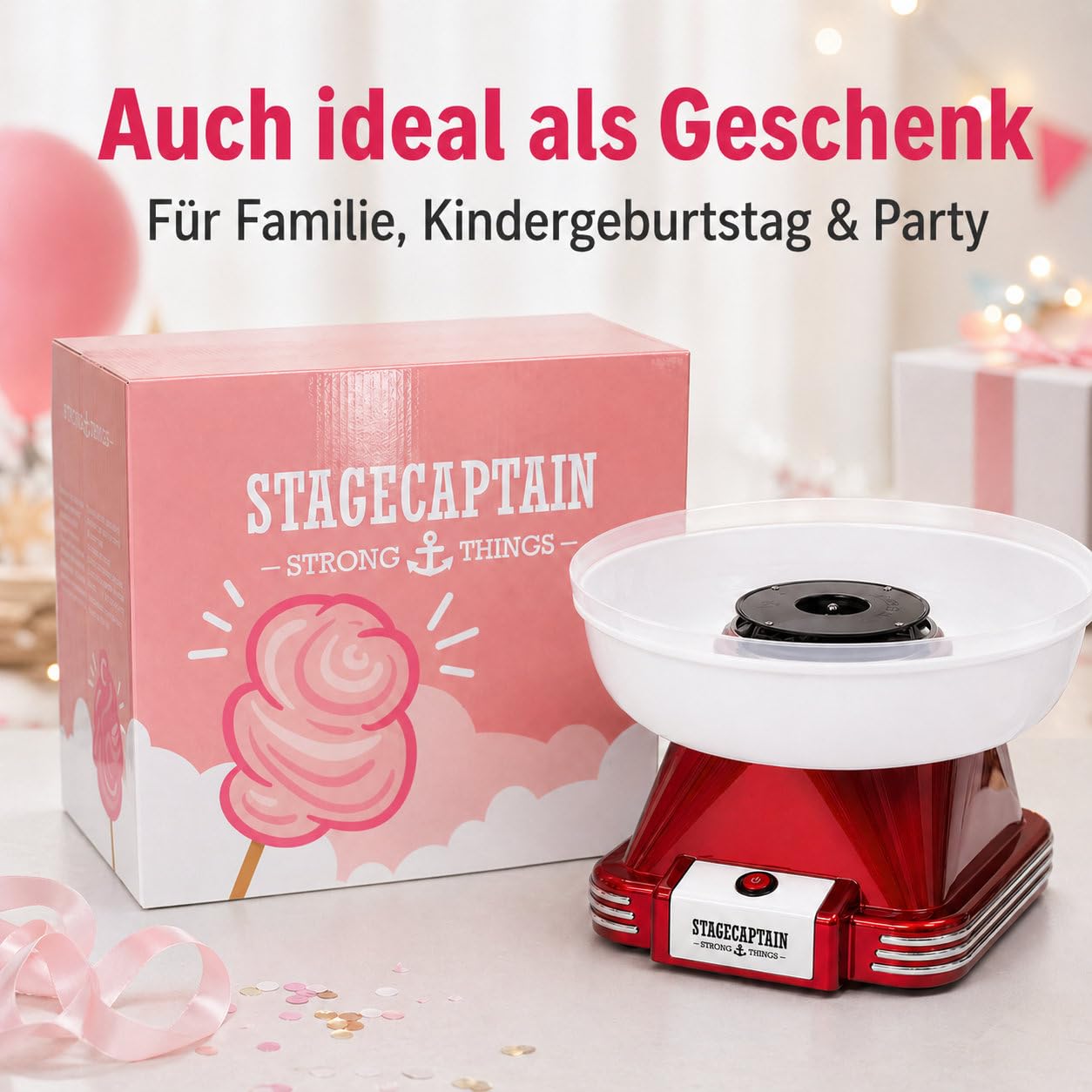 Stagecaptain CFM-500 MKII Zuckerwattemaschine 500 Watt für Zucker und Hartbonbons abnehmbare Schüssel