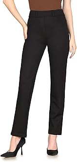Bamans Womens Dress Pants Work Straight Leg Pants Office 31'' Inseam Bootcut High Waisted Casual Busines Trousers