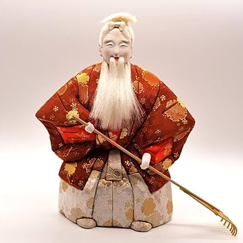 Amazon | 高砂人形 共白髪 本頭付 三五 正絹屏風付 | 木目込み人形