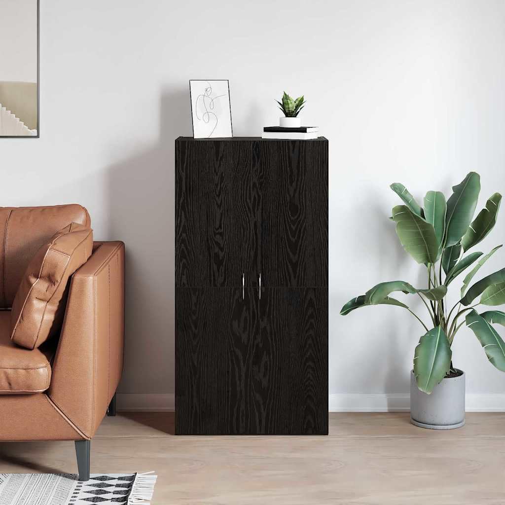 IKAYAA Armadietto in Holz Armadio Porte Battenti Aktenschrank Armadietto per Garage Armadio Ufficio Mobili Ufficio-Rovere nero-60 x 32 x 115 cm