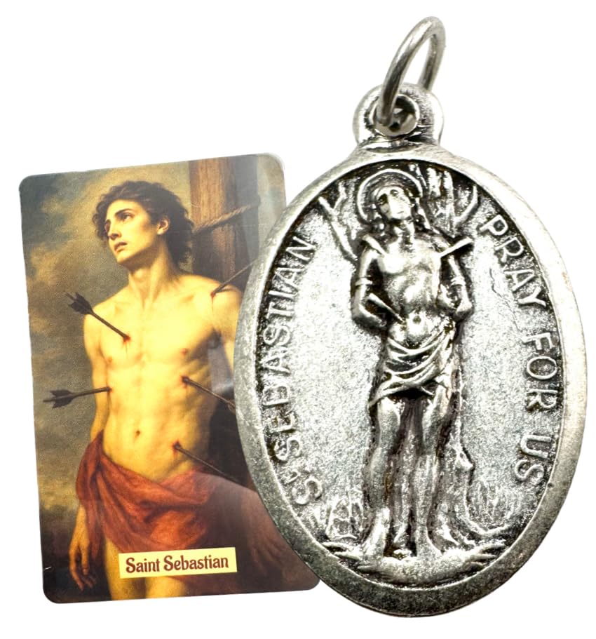 Westmon Works St Sebastian Medal Pack Italian Metal Medallion with USA Patron Saint Holy Card