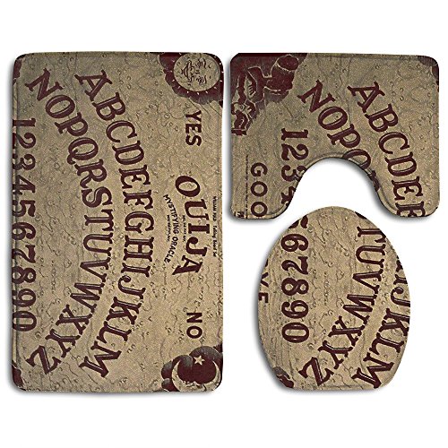 DING Ouija Board Soft Comfort Flannel Bathroom Mats,Anti-Skid Absorbent Toilet Seat Cover Bath Mat Lid Cover,3pcs/Set Rugs