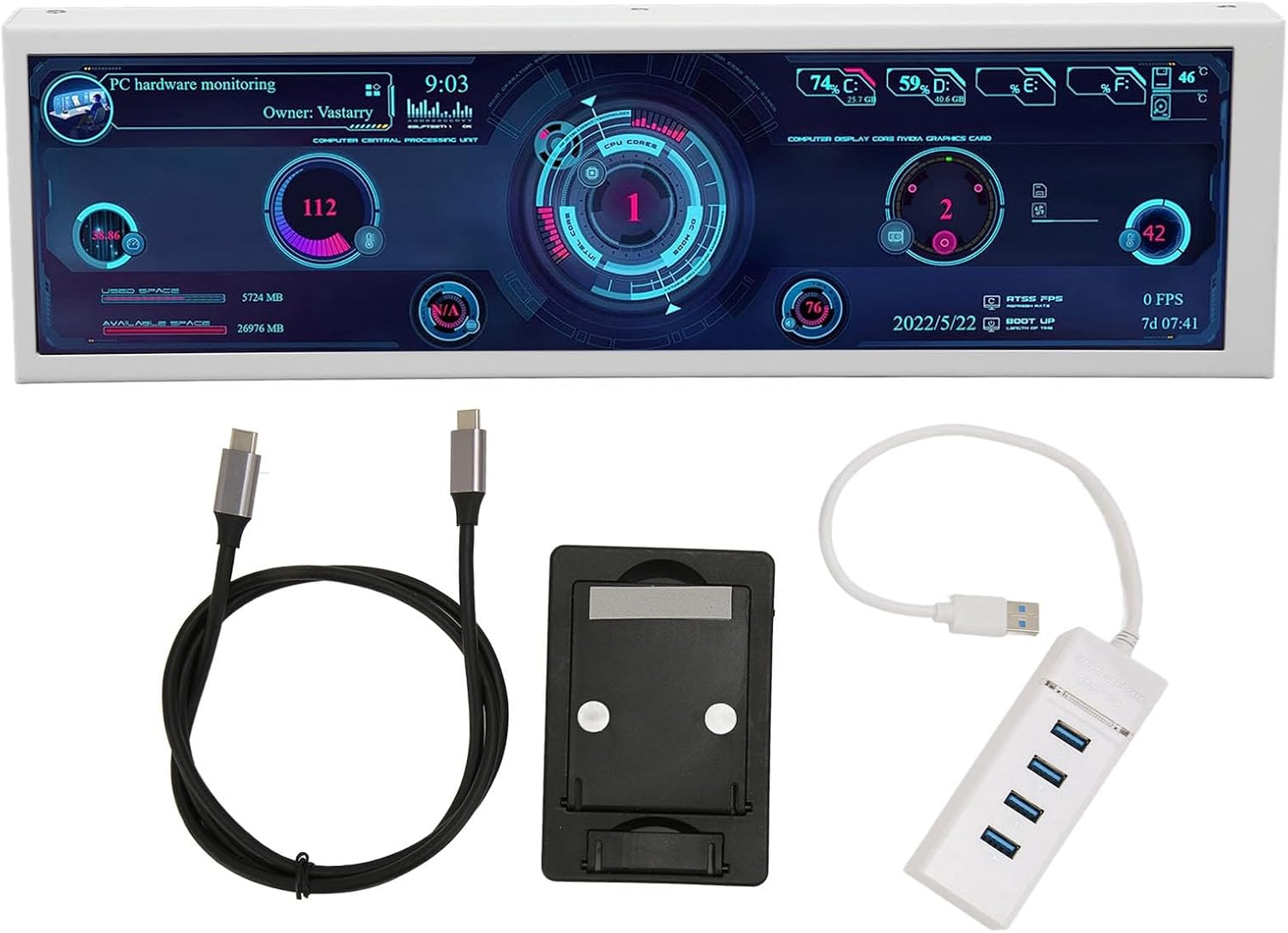 8.8インチ コンピューター温度モニター PCセンサーパネルディスプレイ