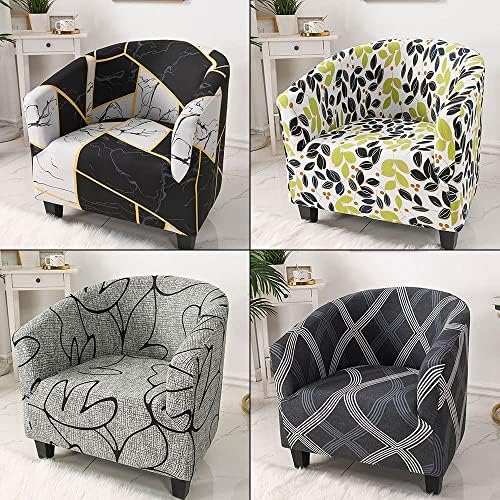 Tub Chair Covers High Stretch Chair Covers for Armchairs Club Chair Slipcovers Spandex Armchair Covers Removable Washable Armchair Sofa SlipcoverTub Chair Cover Wing back Chair Covers