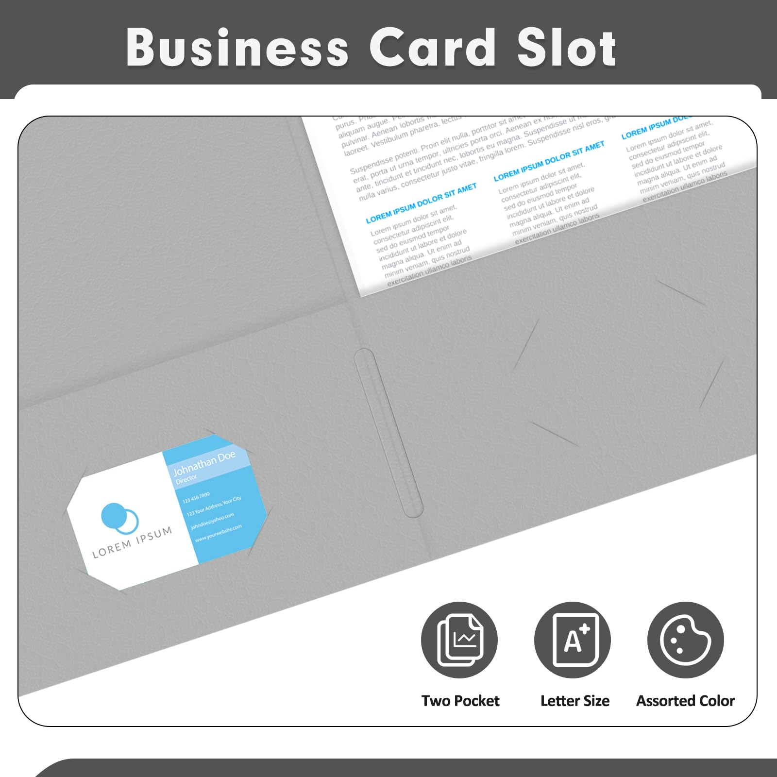 Two Pocket Folders, PANDRI 50 Pack 2 Pocket Folders, Letter Size Paper File Folder for School Office Home Business, Assorted 5 Colors