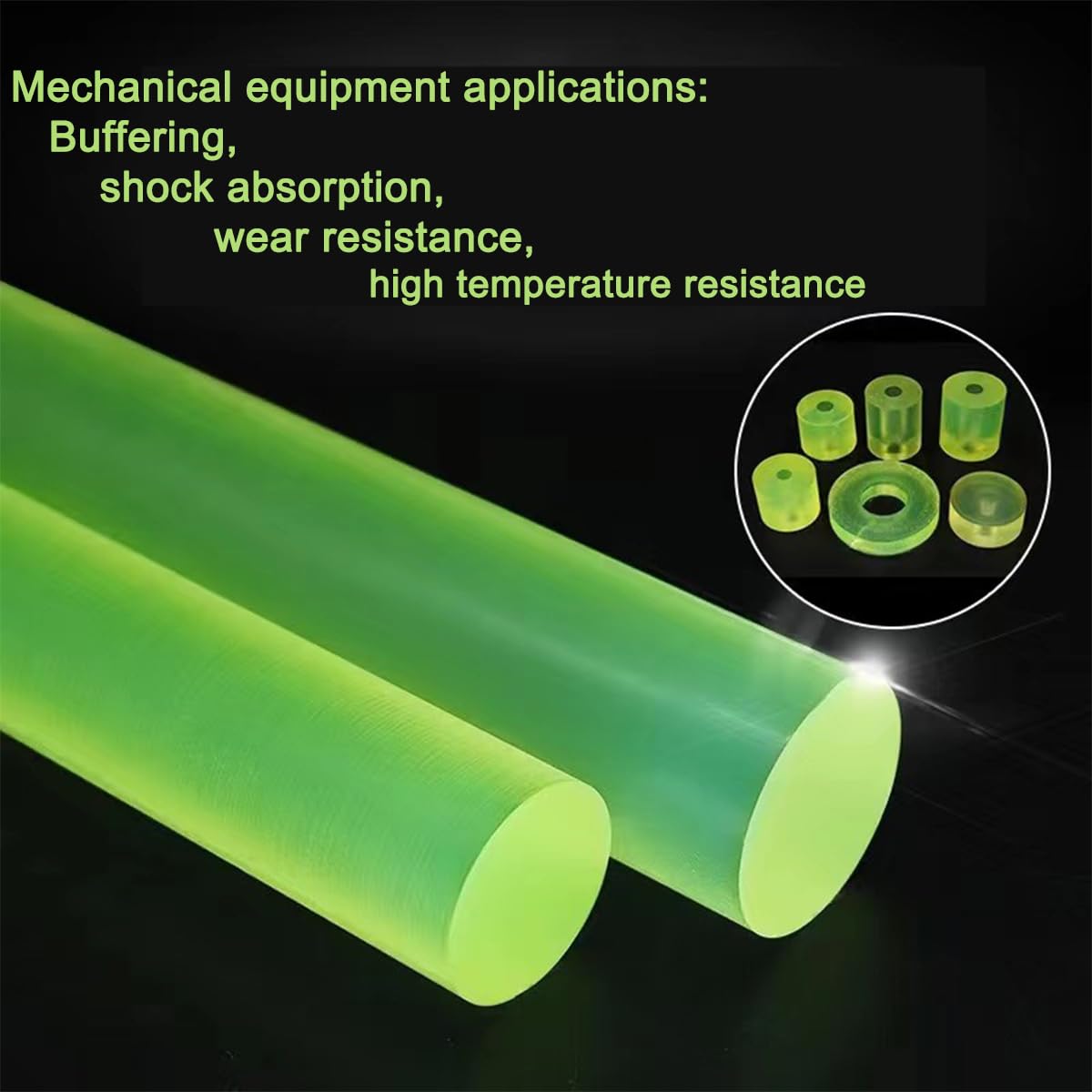 Barra Poliuretano 70-95mm Giallo Trasparente Elastico Smorzamento Vibrazioni Durezza Shore 80A per Industria, Prototipazione E DIY,90mm x 500mm