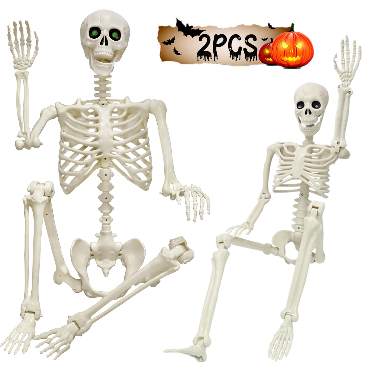 Amazon.com: UMEELR Halloween Life Size Skeleton, 5.4ft & 3ft Full