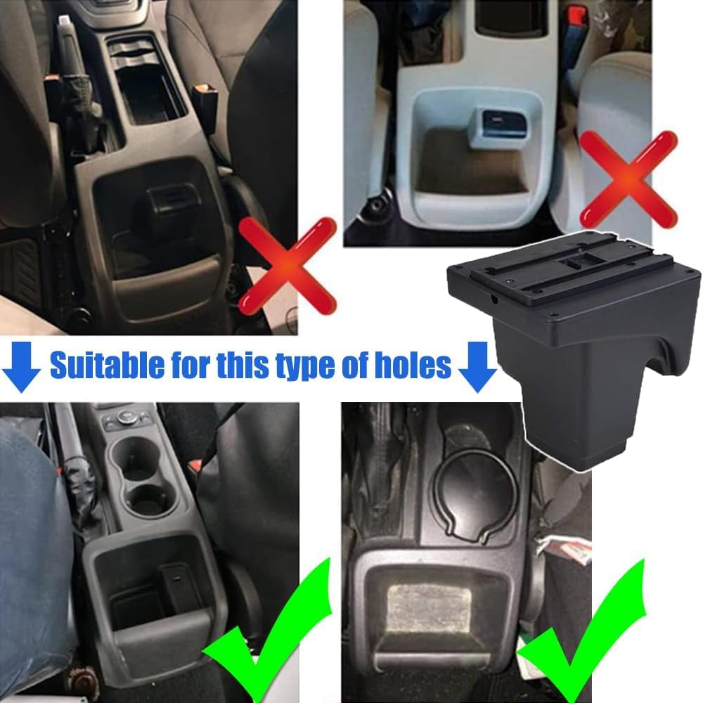 Auto Armlehnen für Ford Focus 3 mk3 2011-2019 Mittelarmlehne | Zweistufiger Stauraum, Armlehne zum Entspannen, Einfache Montage, PU-Leder, Rote Nähte,Gilt nur für Bestimmte Modelljahre