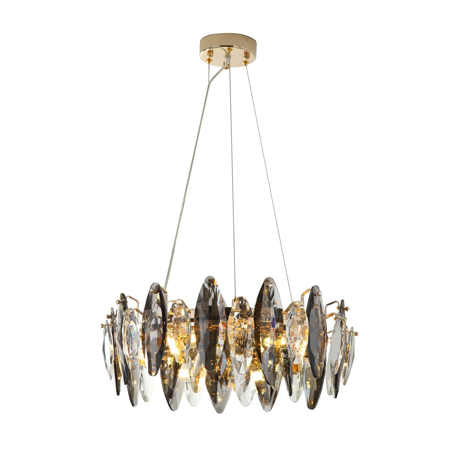 6 Kopf E14 LED Glühbirne Abnehmbare Wohnzimmer Luxus Kristall Hänge Lampe | Freie Höheneinstellung K9 Mehrseitige Kristalle Lichtbrechungsatmosphäre High-End-Luxus Einfacher Wechsel der Glühbirne
