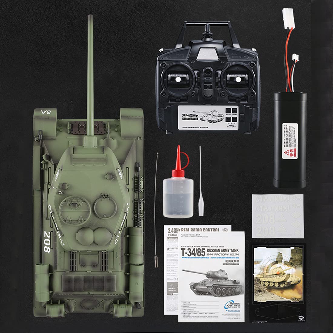 1/16 RC czołg dla dorosłych, 2,4 G, radziecki T-34, średni pilot, model czołgu wojskowego z efektem strzelania dźwiękiem, model pojazdu RC dla entuzjastów wojskowych