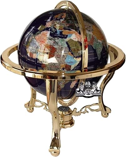 Unique Art - Globo de 21 pulgadas de alto de lapislázuli azul con trĂpode dorado Unique Art - Globo de 21 pulgadas de alto de lapislázuli azul con trĂpode dorado
