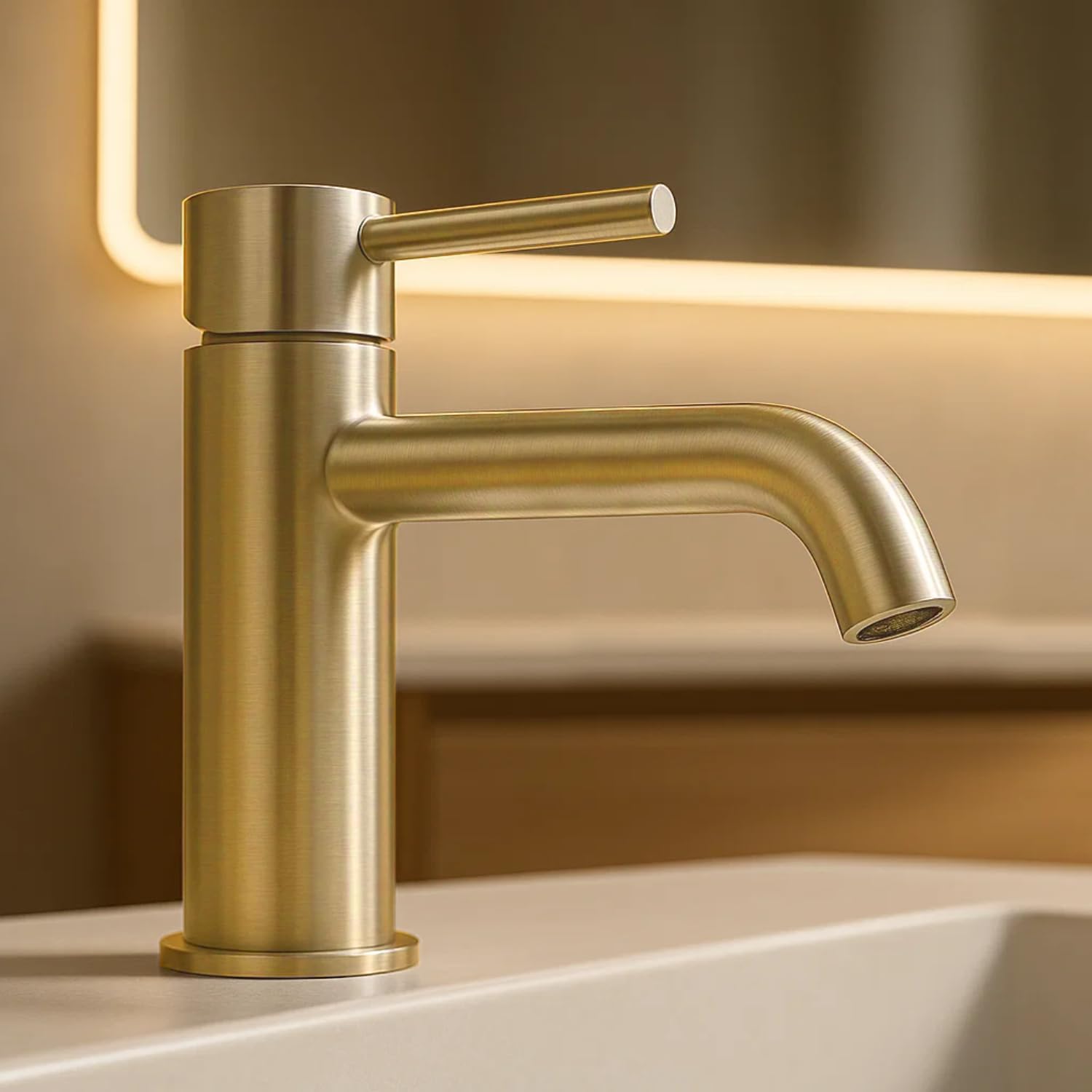 Tia Gold Basin Sink Tap Single Lever Swivel Handle Basin Mixer Sink Tap Inc Click Clack Waste