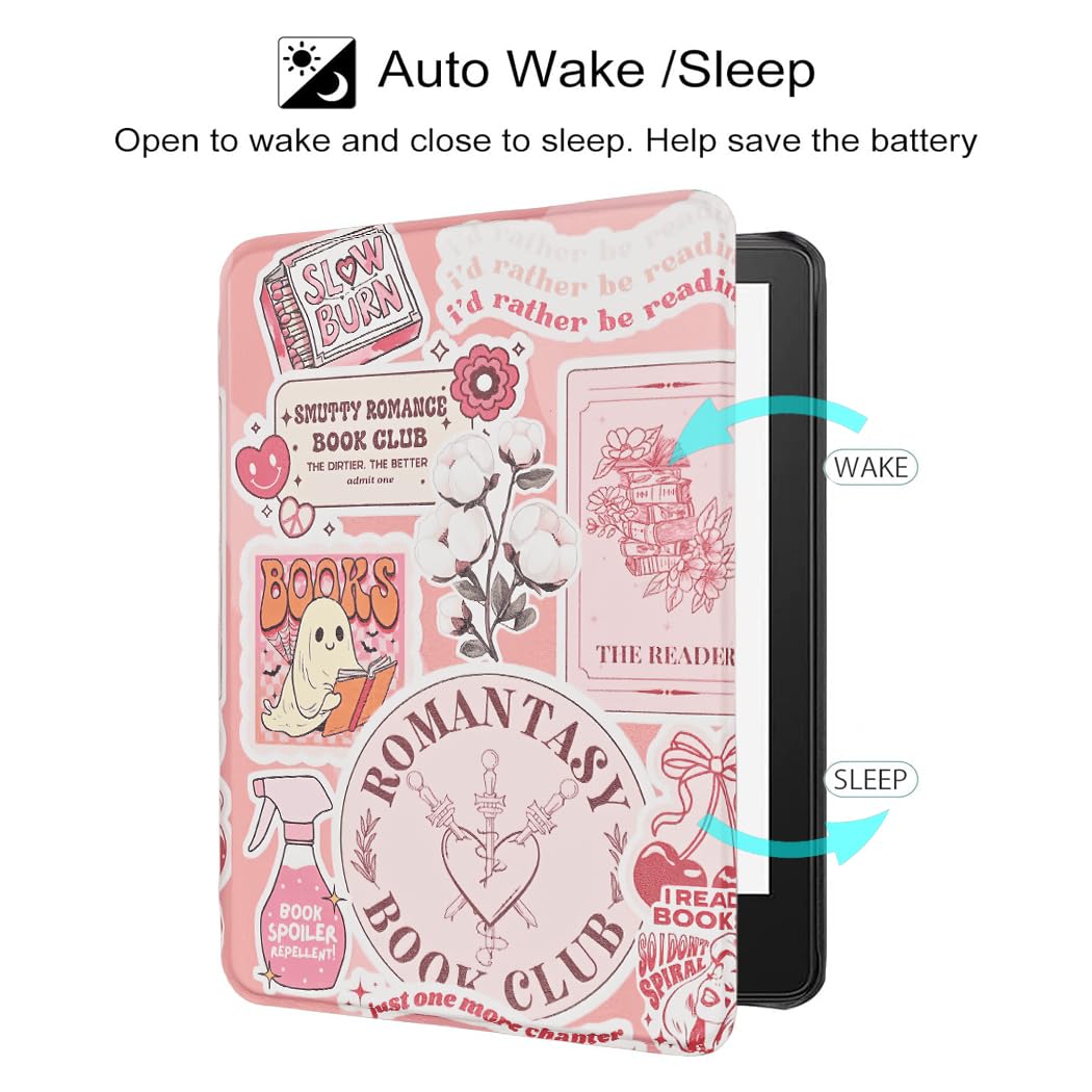 Bookish Schutzhülle für Kindle 15,2 cm (6 Zoll) Kindle 11. Generation 2022/2024, leichtes PU-Leder, Buchhülle mit automatischer Wake-/Sleep-Handschlaufe, Buch-Stil
