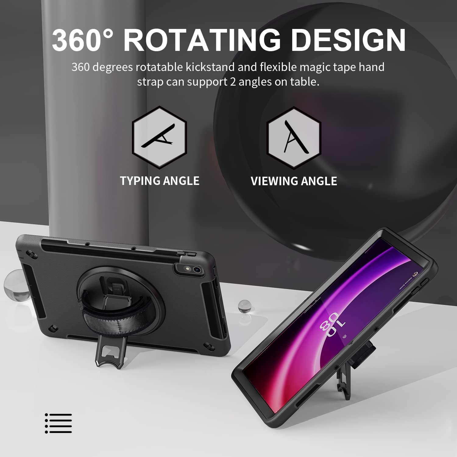 Gerutek Etui do Lenovo Tab P11 2. generacji 11,5 cala 2023, odporne na uderzenia wytrzymałe etui ochronne z obrotowym stojakiem, pętlą na rękę i paskiem na ramię, etui pancerne do Lenovo Tab P11 Gen 2