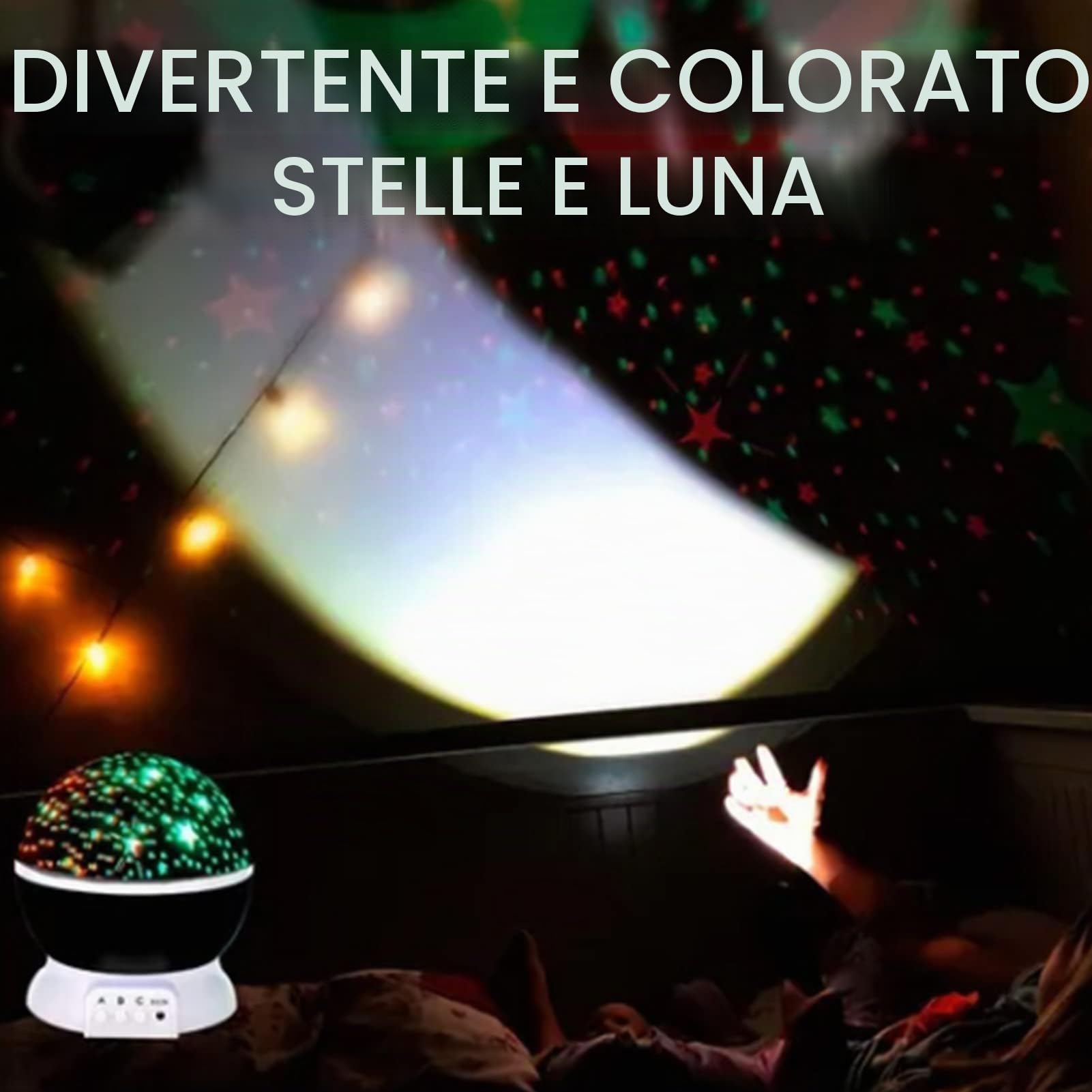 Star Night Light, Plastica Metallo Luna e Stella Romantico Interessante Decorativo Pratico Proiettore Stella Rotazione a 360 Gradi Luce Notturna con Cavo USB,
