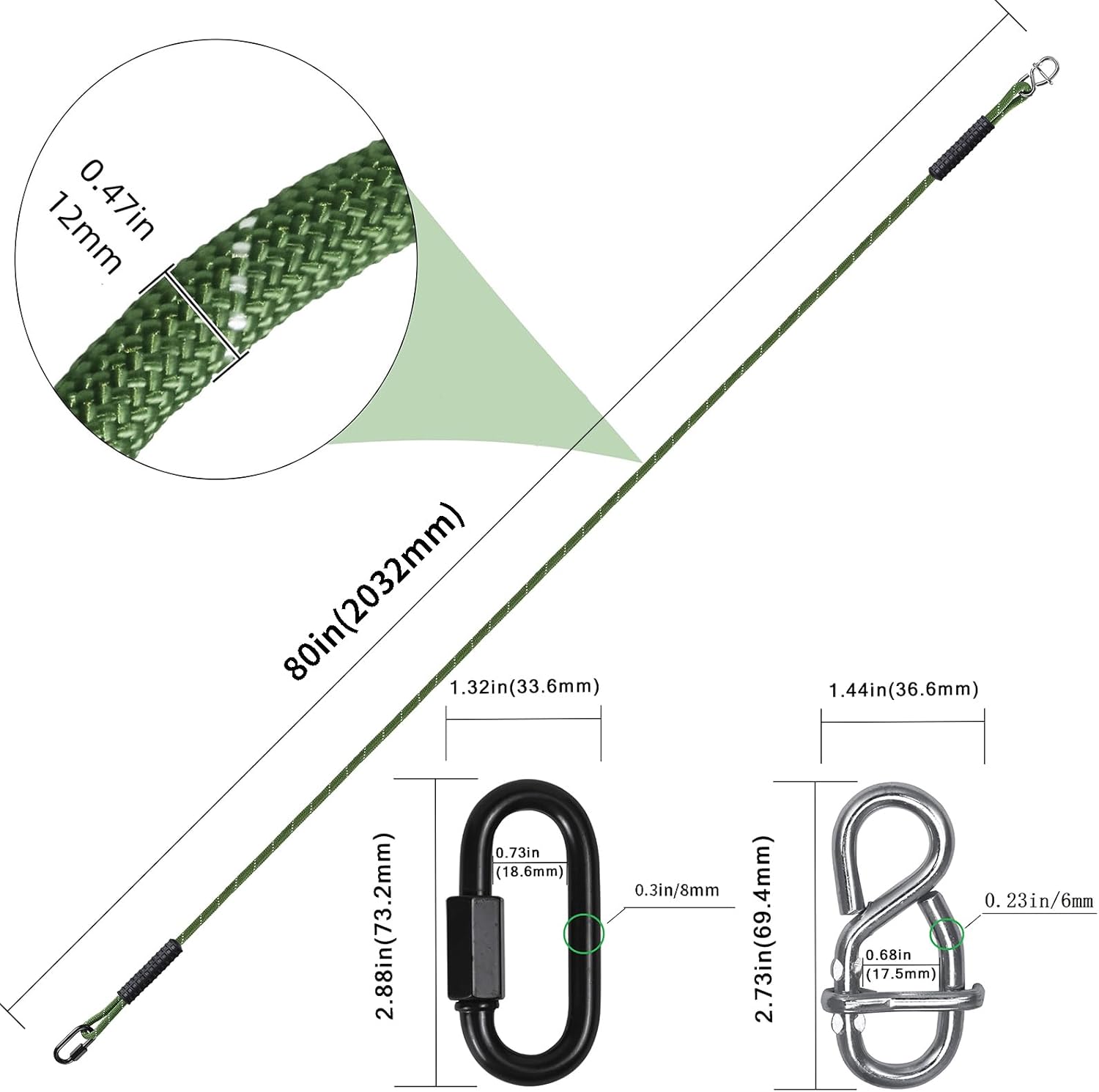 Tree Swing Ropes Heavy Duty, Adjustable Extendable Hammock Hanging Straps for Outdoor Swings Hammock Playground Set Accessories, 3.3Ft(40") of 2Pack, Green 8 61lC+wkJrwL. AC SL1500