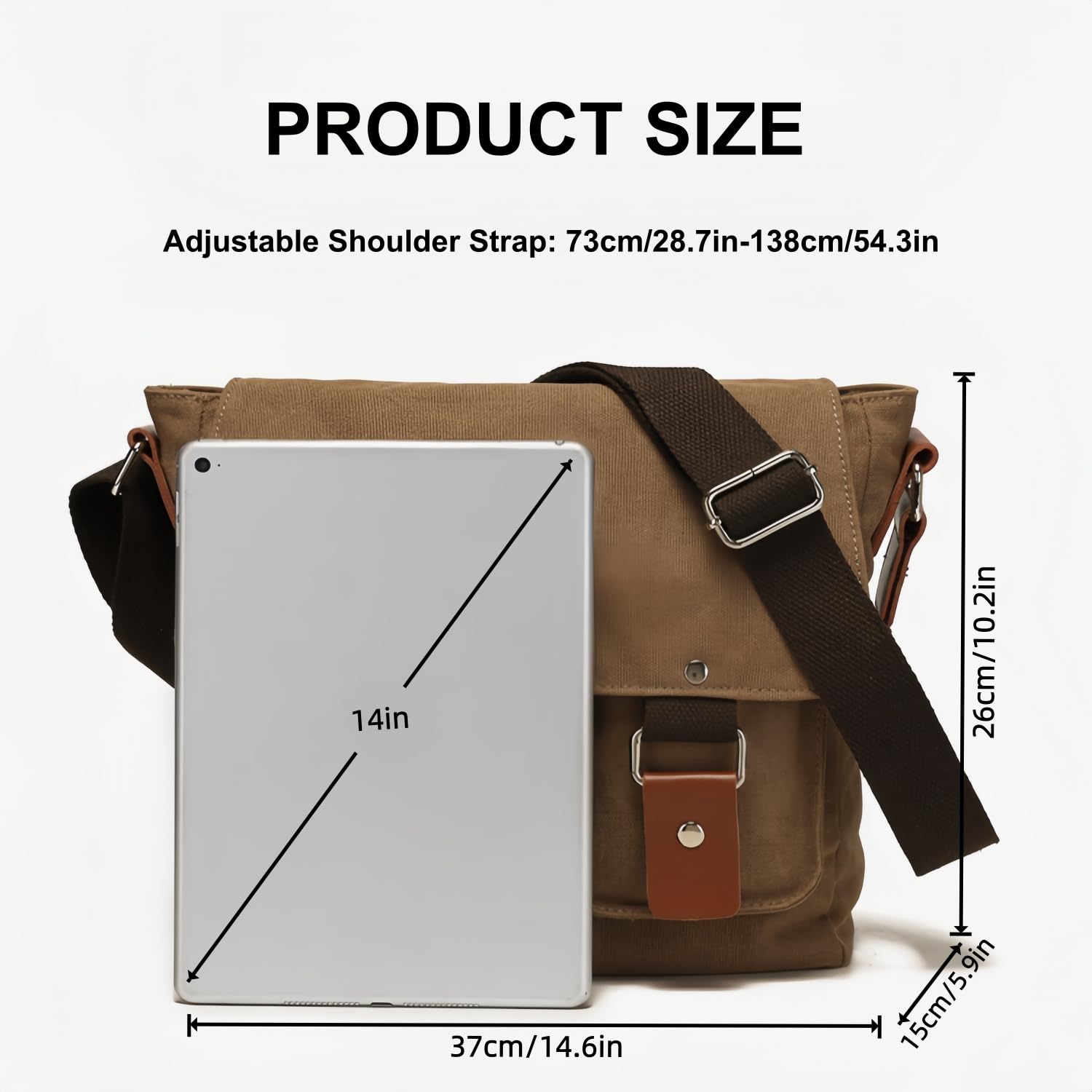 flintronic Umhängetasche, Vintage Canvas Schultertasche Herren Damen, Aktentasche Laptoptasche mit Verstellbarem Schultergurt für Schule und Arbeits, für Männer und Frauen