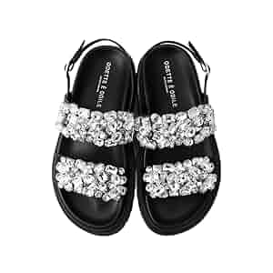 超美品オデットエオディール　ビジューダブルベルトフラットサンダル　23センチ ODETTE E ODILE サンダル ビジューダブルベルト サンダル25