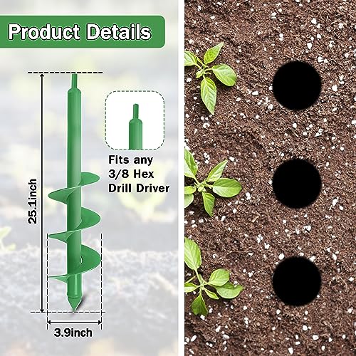 Cyleodo C002101 Auger Drill Bit For Planting, 4X25Inch Garden Earth Auger Drill Bit, Spiral Drill Hole Rapid Planter Seedling & Bedding Plant,Ground Planting Drill Bit Auger Post Hole Digger thumb #1