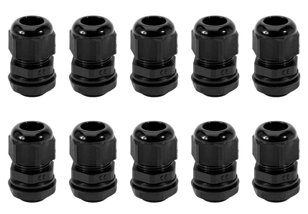 Hellerman Tyton NGM20S-BLK IP68 Nylon Stuffing Glands IP68-20mm Black (Pack of 10)